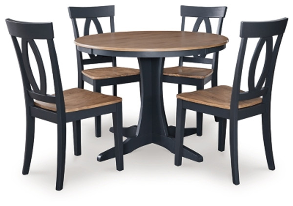 Ashley Landocken Brown Blue Dining Table and 4 Chairs