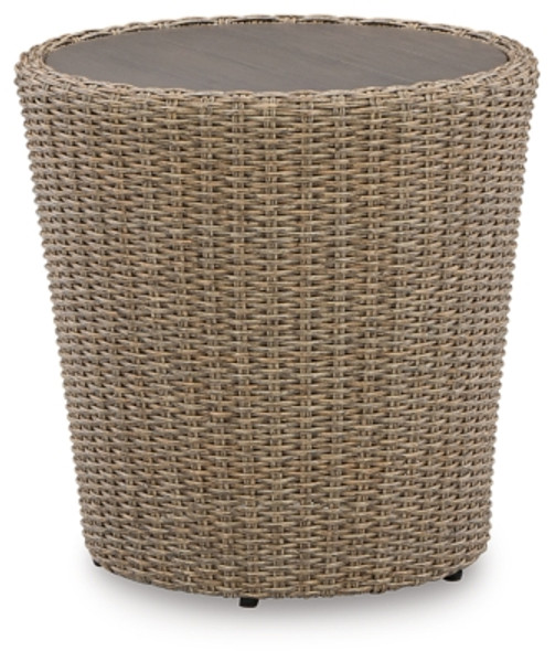 Ashley Danson Beige Outdoor Coffee Table with End Table