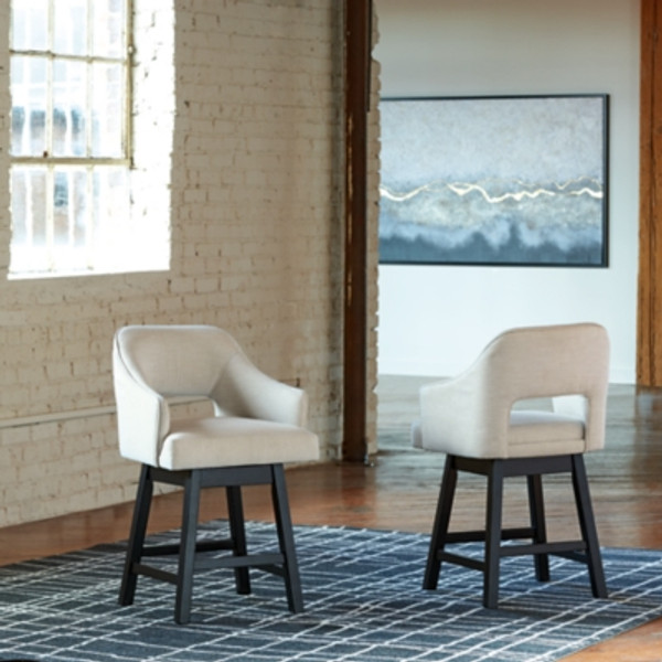 Ashley Tallenger Linen Brown 2-Piece Bar Stool