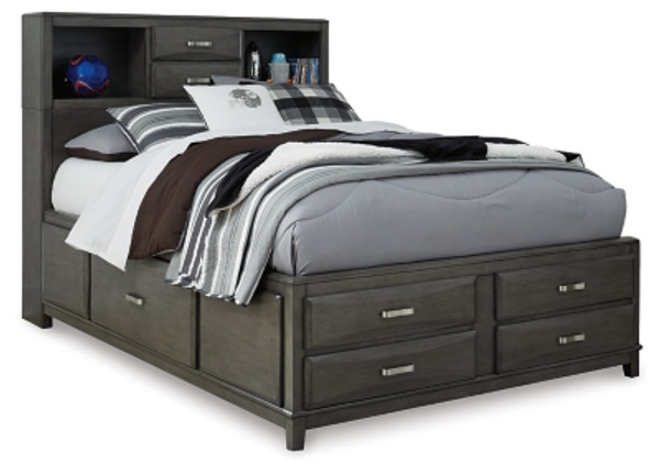 Ashley Caitbrook Gray Full Storage Bed with 7 Storage Drawers with Dresser