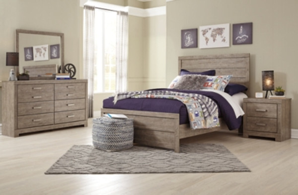 Ashley Culverbach Gray Full Panel Bed with Mirrored Dresser and 2 Nightstands
