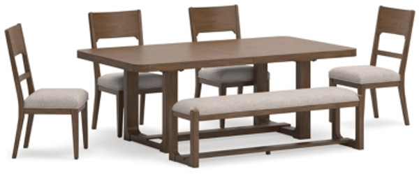 Ashley Cabalynn Light Brown Dining Table and 4 Chairs and Bench