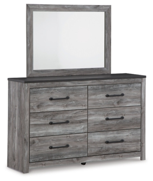 Ashley Bronyan Dark Gray Queen Panel Bed with Mirrored Dresser and Chest