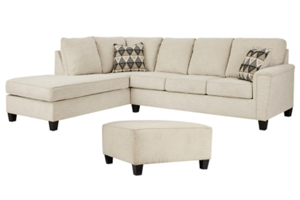 Ashley Abinger Natural 2-Piece Sectional with LAF Chaise and Ottoman