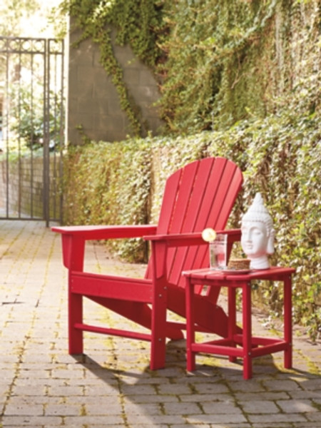 Ashley Sundown Treasure Red Outdoor Chair with End Table