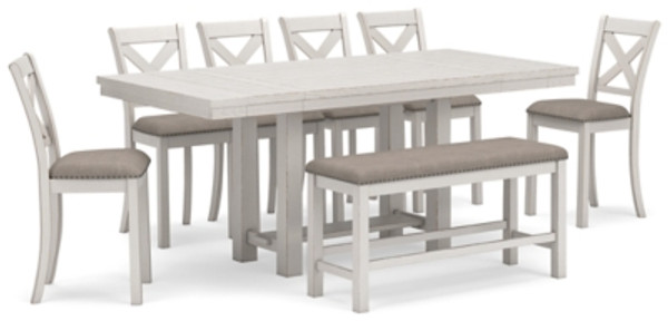 Ashley Robbinsdale Antique White Counter Height Dining Table and 6 Barstools and Bench Ashley Robbinsdale Antique White Counter Height Dining Table and 6 Barstools and Bench
