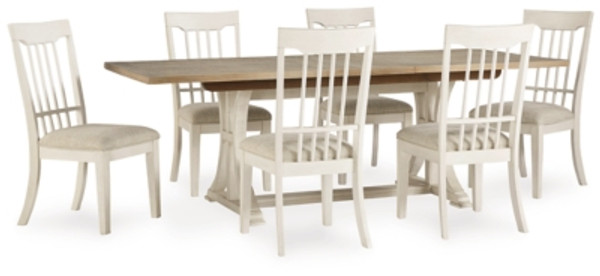 Benchcraft Shaybrock Antique White Brown Dining Table and 6 Chairs