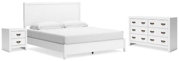 Ashley Binterglen White King Panel Bed with Dresser and Nightstand