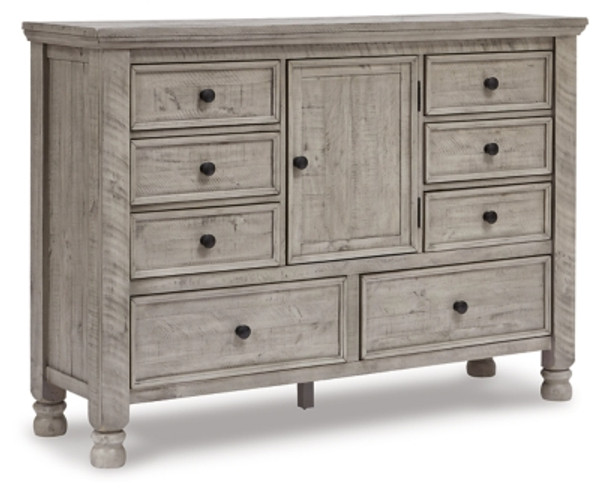 Harrastone Gray King Panel Bed with Dresser