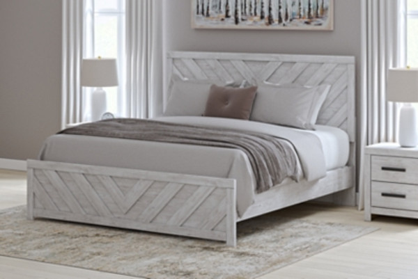 Ashley Cayboni Whitewash King Panel Bed