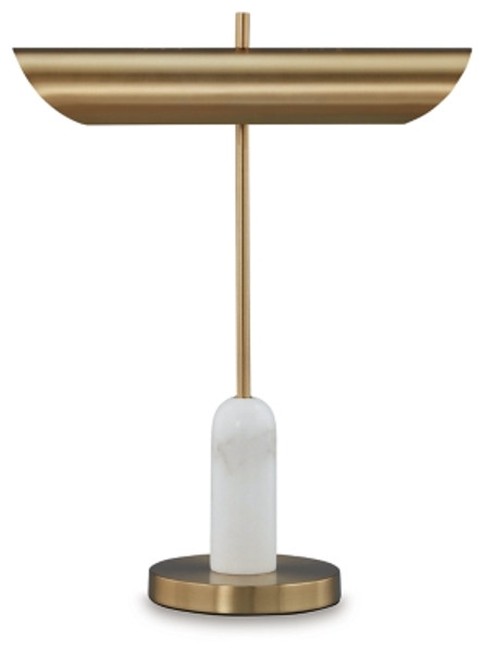 Ashley Rowleigh Gold Finish White Desk Lamp