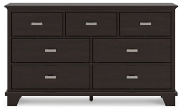 Ashley Covetown Dark Brown King Panel Bed with Dresser and Nightstand