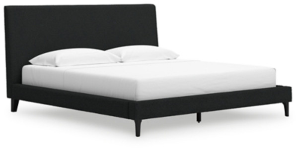 Ashley Cadmori Black King Upholstered Bed with Roll Slats