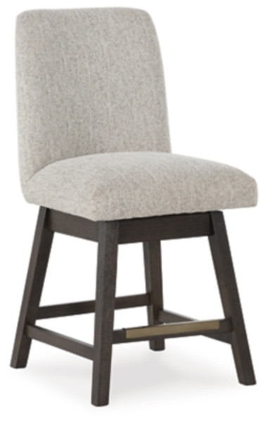 Ashley Burkhaus Beige Dark Brown Counter Height Barstool (Set of 2)