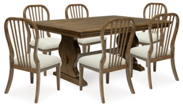 Benchcraft Sturlayne Brown Dining Table and 6 Chairs with Storage