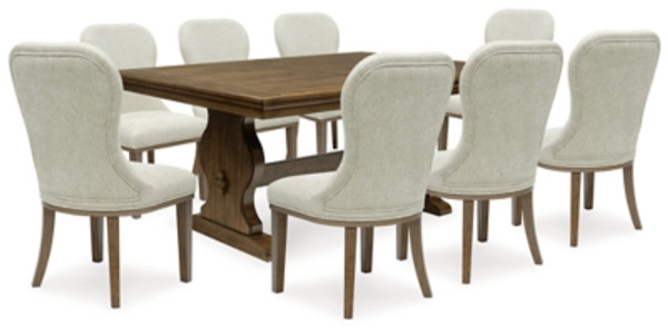 Benchcraft Sturlayne Brown Dining Table and 8 Chairs with Storage D787/35/02(8)/60