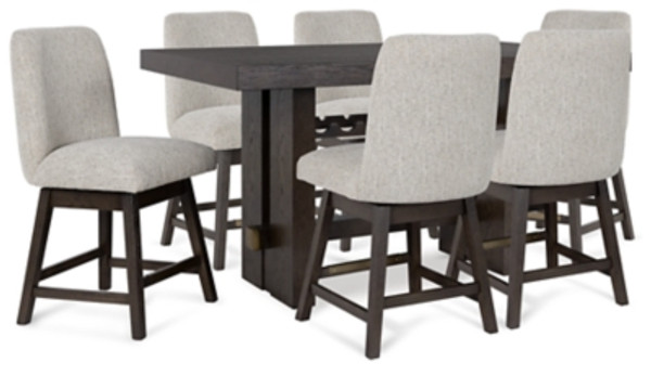 Ashley Burkhaus Dark Brown Counter Height Dining Table and 6 Barstools