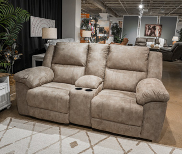 Ashley Laresview Fossil Reclining Loveseat with Console