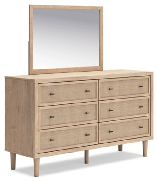Ashley Cielden Two-tone Full Panel Headboard with Mirrored Dresser