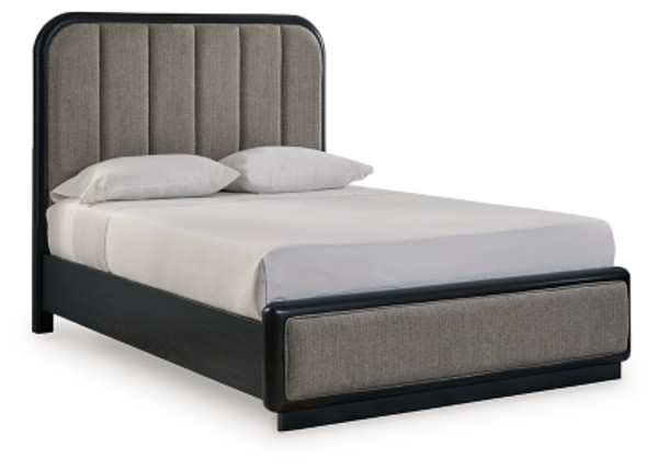 Ashley Rowanbeck Gray Black Queen Upholstered Panel Bed