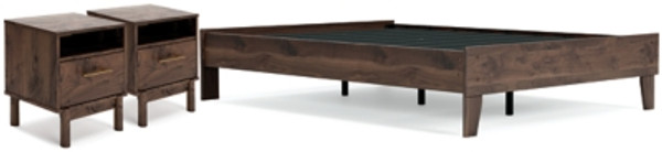Ashley Calverson Mocha Full Platform Bed with 2 Nightstands