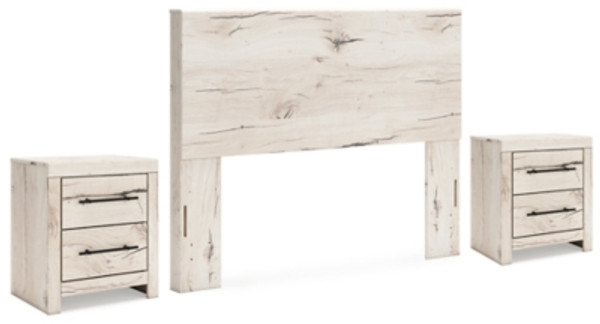 Benchcraft Lawroy Light Natural Queen Panel Headboard with 2 Nightstands