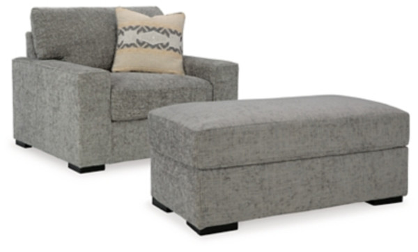 Ashley Dunmor Graphite Chair and Ottoman Ashley Dunmor Graphite Chair and Ottoman