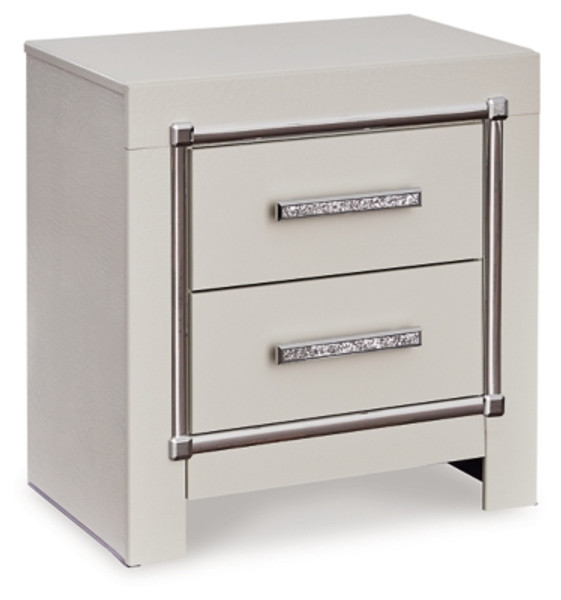 Ashley Zyniden Silver Queen Upholstered Panel Headboard with 2 Nightstands