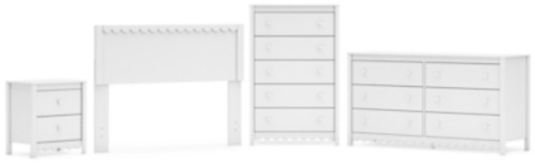 Ashley Hallityn White Full Panel Headboard with Dresser, Chest and Nightstand Ashley Hallityn White Full Panel Headboard with Dresser, Chest and Nightstand
