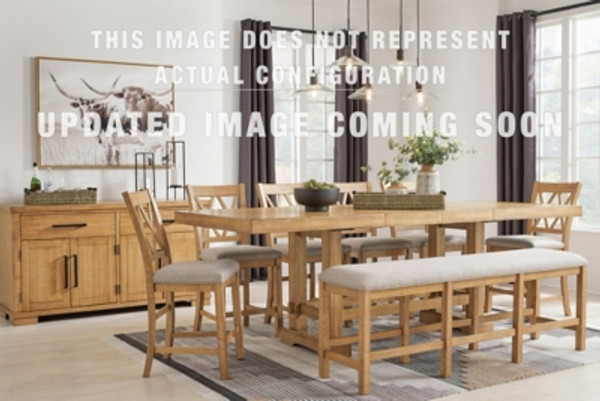 Ashley Havonplane Brown Counter Height Dining Table and 10 Barstools