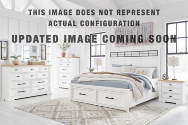 Benchcraft Ashbryn White Natural King Panel Storage Bed with 2 Nightstands