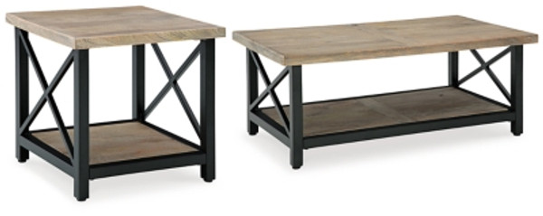 Ashley Bristenfort Brown Black Coffee Table with 1 End Table