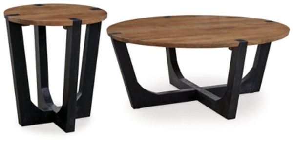 Ashley Hanneforth Brown Black Coffee Table with 1 End Table