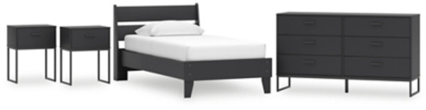 Ashley Socalle Two-tone Twin Panel Platform Bed with Dresser and 2 Nightstands Ashley Socalle Two-tone Twin Panel Platform Bed with Dresser and 2 Nightstands