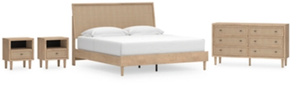 Ashley Cielden Two-tone King Panel Bed with Dresser and 2 Nightstands