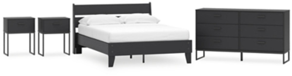 Ashley Socalle Two-tone Full Panel Platform Bed with Dresser and 2 Nightstands