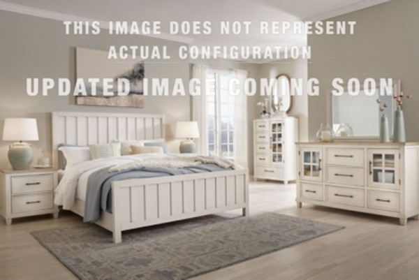 Benchcraft Shaybrock Antique White Queen Panel Bed with Dresser and 2 Nightstands