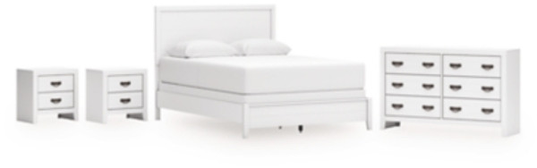 Ashley Binterglen White Queen Panel Bed with Dresser and 2 Nightstands