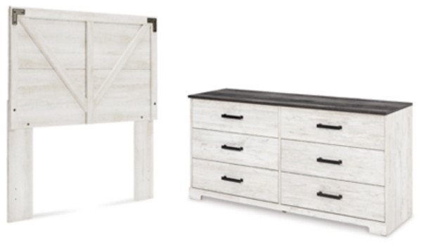 Ashley Shawburn Whitewash Full Panel Headboard with Dresser
