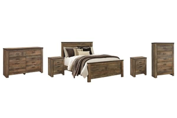 Ashley Trinell Brown Queen Panel Bed with Dresser, Chest and 2 Nightstands Ashley Trinell Brown Queen Panel Bed with Dresser, Chest and 2 Nightstands