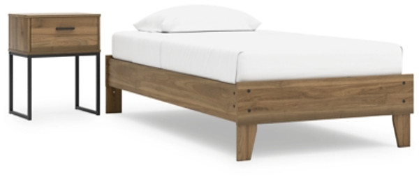 Ashley Deanlow Honey Twin Platform Bed with Nightstand