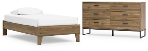 Ashley Deanlow Honey Twin Platform Bed with Dresser