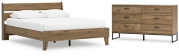 Ashley Deanlow Honey Queen Platform Panel Bed with Dresser