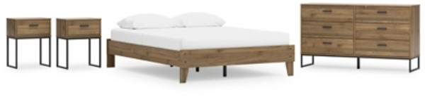 Ashley Deanlow Honey Queen Platform Bed with Dresser and 2 Nightstands