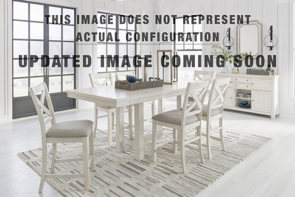 Ashley Robbinsdale Antique White Counter Height Dining Table and 6 Barstools with Storage