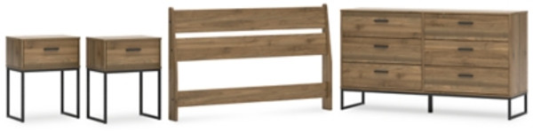 Ashley Deanlow Honey Full Panel Headboard with Dresser and 2 Nightstands