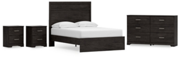 Ashley Belachime Charcoal Full Panel Bed with Dresser and 2 Nightstands