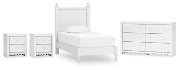 Ashley Mollviney White Twin Panel Bed with Dresser and 2 Nightstands Ashley Mollviney White Twin Panel Bed with Dresser and 2 Nightstands
