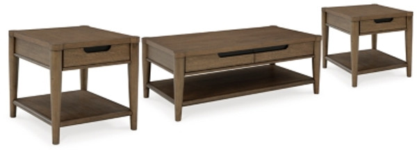Ashley Roanhowe Brown Coffee Table with 2 End Tables