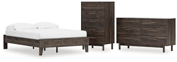 Ashley Calverson Mocha Full Platform Bed with Dresser and Chest